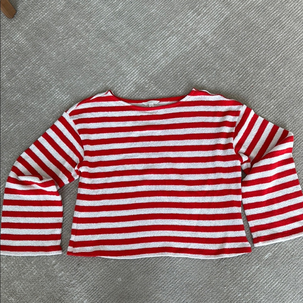 H&M Orange and White Waldo Striped Long Sleeve wide sleeve NWOT